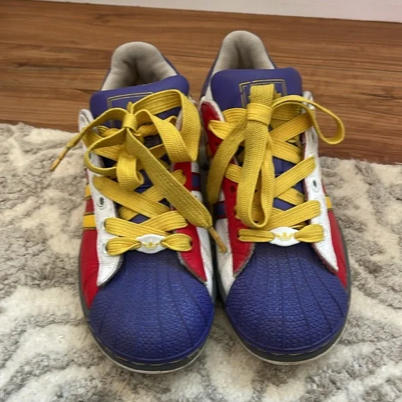 Adidas Superstar 2 Sneakers Boys Size 4.5 Red Purple Colorful Casual Shoes - Picture 2 of 10